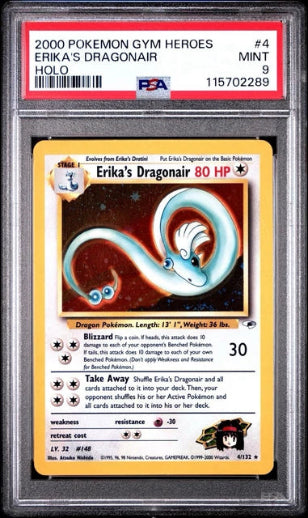 Erika's Dragonair 2000 Pokemon Gym Heroes Holo PSA 9 #4