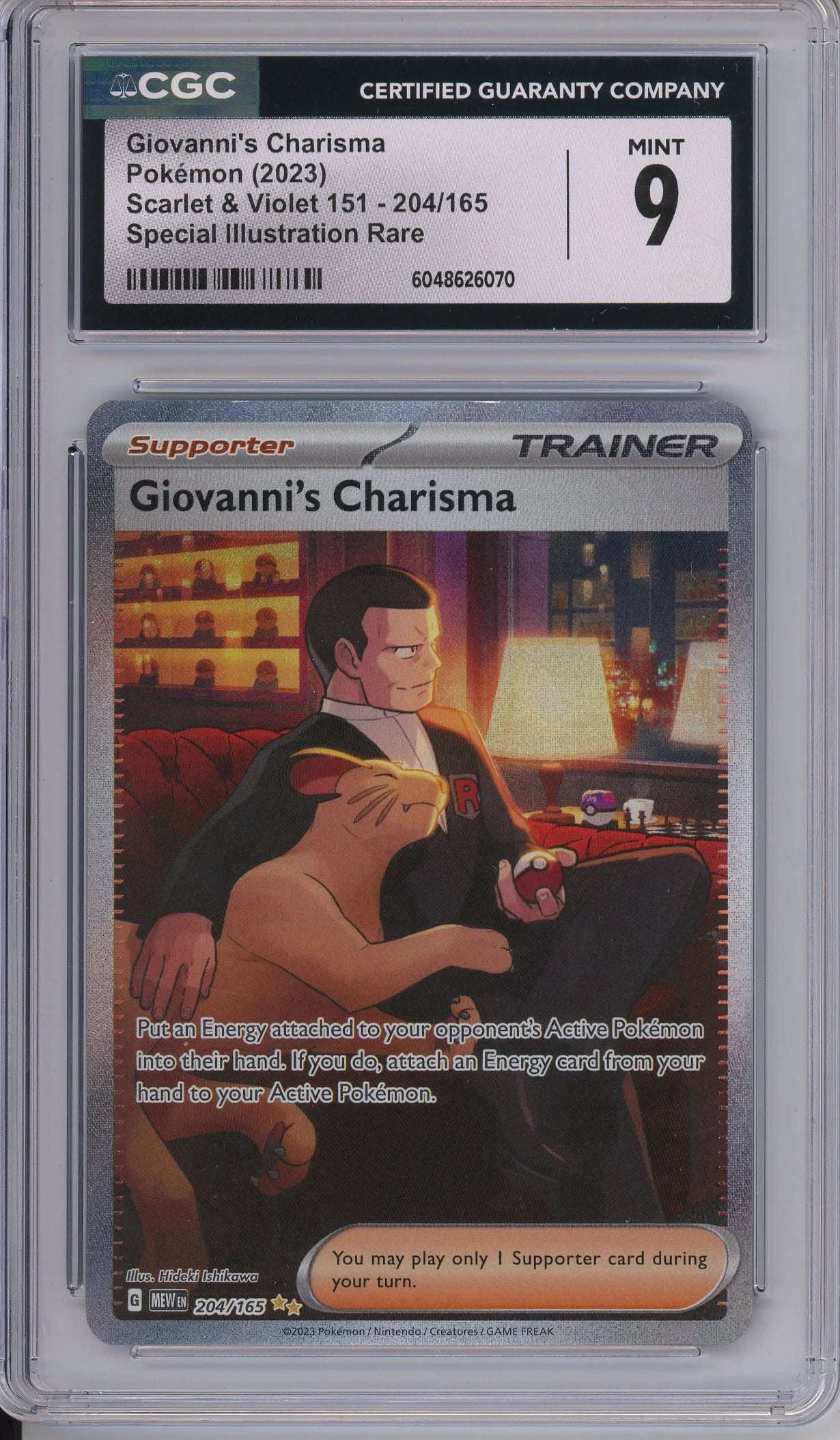 Giovanni’s Charisma 2023 Pokemon Scarlet & Violet 151 Special Illustration Rare CGC 9 #204