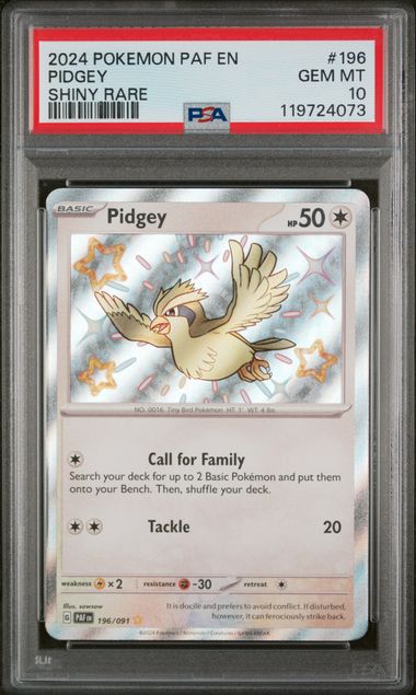 Pidgey 2024 Pokemon Scarlet & Violet Paldean Fates PSA 10 #196