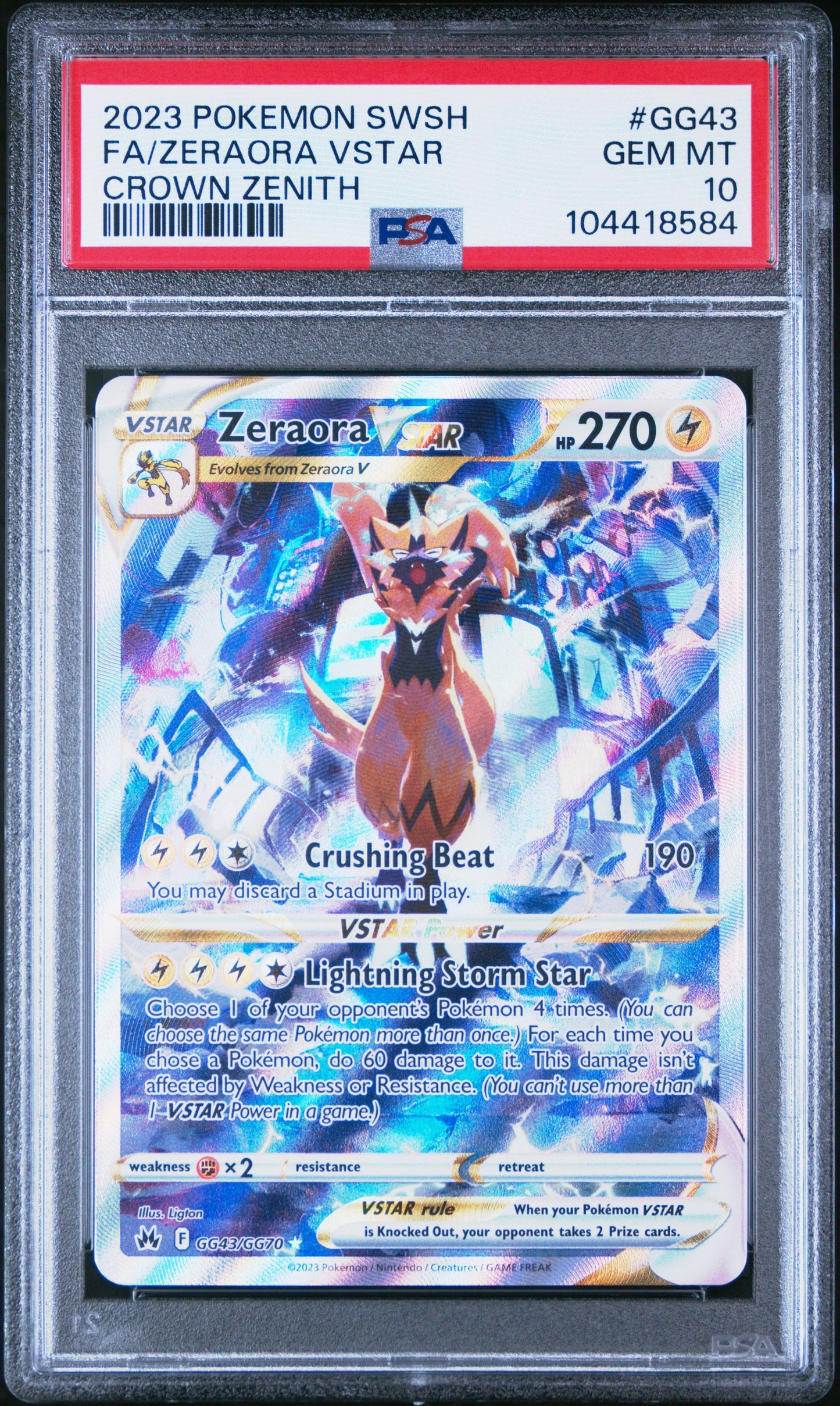 Zeraora VSTAR 2023 Pokemon SWSH Crown Zenith Full Art PSA 10 #GG43