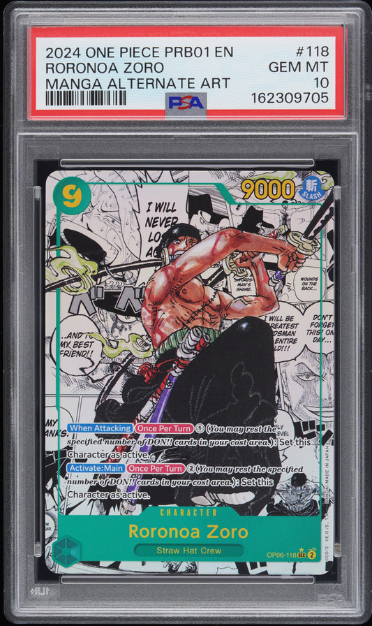 2024 ONE PIECE PRB01- #118 RORONOA ZORO MANGA ALTERNATE ART