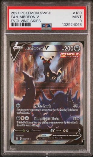 Umbreon V 2021 Pokemon SWSH Evolving Skies PSA 9 #189