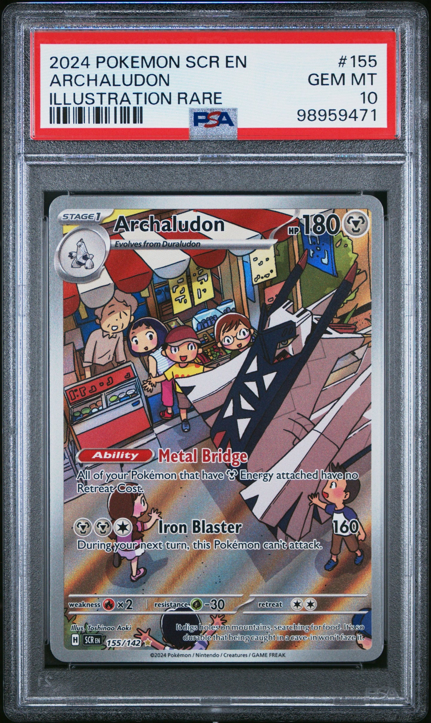 Archaludon 2024 Pokemon Scarlet & Violet Stellar Crown Illustration Rare PSA 10 #155