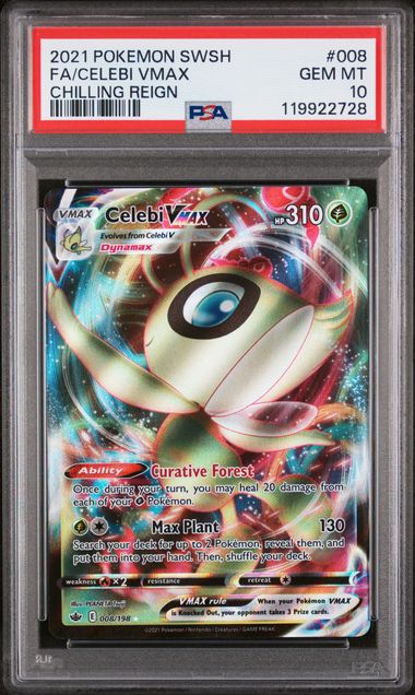 Celebi VMAX 2021 Pokemon SWSH Chilling Reign PSA 10 #008