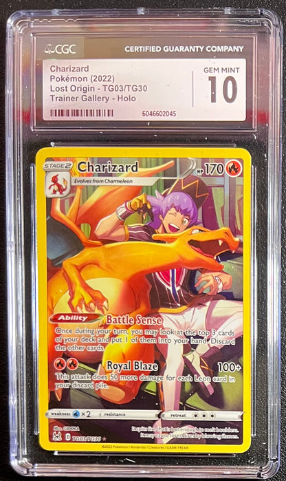 Charizard 2022 Pokemon Sword & Shield Lost Origin Trainer Gallery TG03 CGC 10