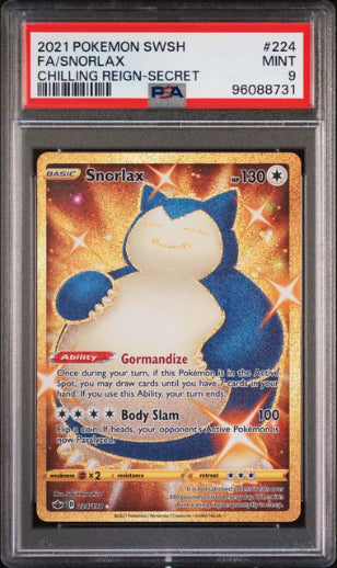 Snorlax 2019 Pokemon Sun & Moon Chilling Reign Secret Rare PSA 9 #224