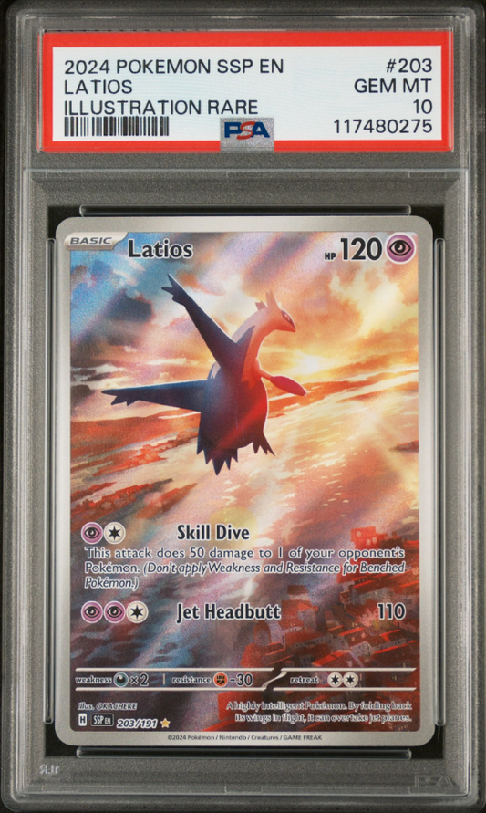 Latios 2024 Pokemon Surging Sparks Illustration Rare PSA 10 #203