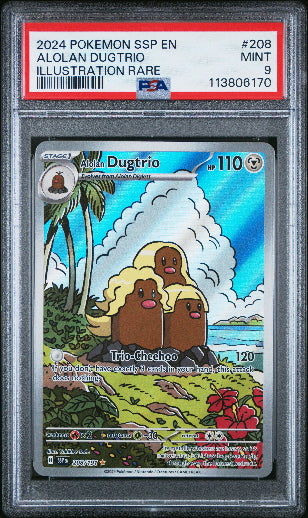 Alolan Dugtrio 2024 Pokemon Scarlet & Violet Surging Sparks Illustration Rare PSA 9 #208