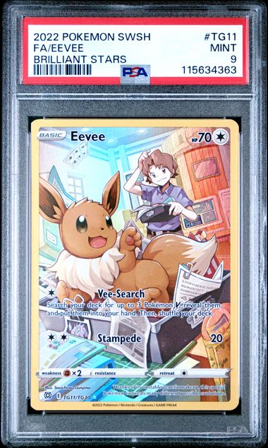 Eevee 2022 Pokemon Sword & Shield Brilliant Stars Trainer Gallery TG11 PSA 9