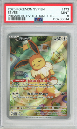 Eevee 2025 Pokemon SVP EN Prismatic Evolutions ETB PSA 9 #173