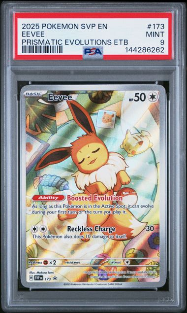 Eevee 2025 Pokemon Prismatic Evolutions ETB PSA 9 #173