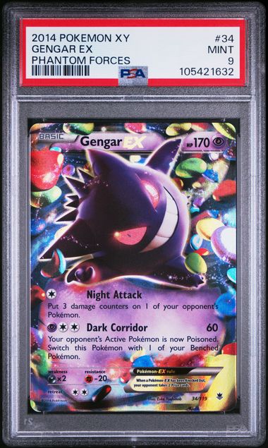 Gengar EX 2014 Pokemon XY Phantom Forces PSA 9 #34