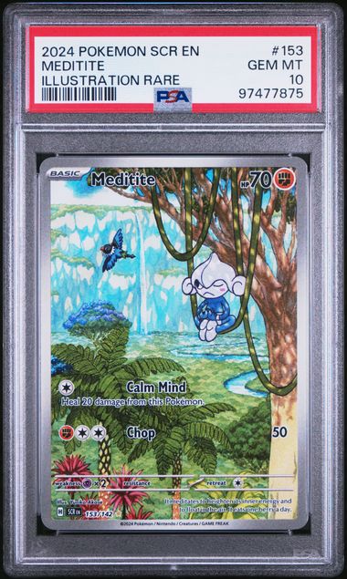 Meditite 2024 Pokemon Scarlet & Violet Stellar Crown Illustration Rare PSA 10 #153