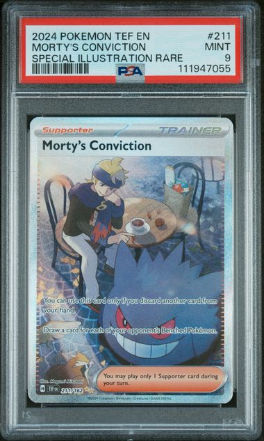 Morty’s Conviction 2024 Pokemon Temporal Forces Special Illustration Rare 211/162 PSA 9