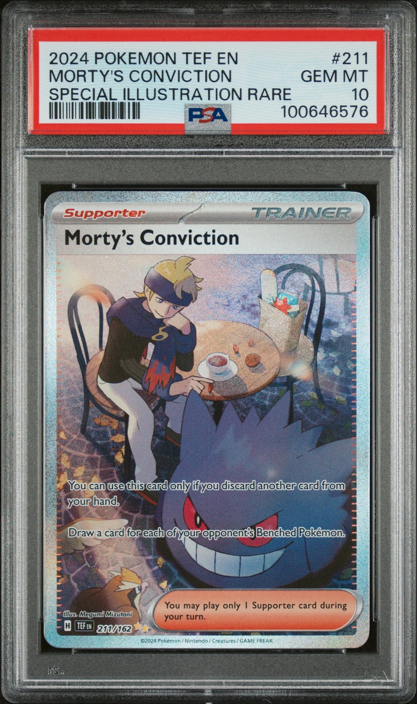 Morty’s Conviction 2024 Pokemon Scarlet & Violet Temporal Forces Special Illustration Rare PSA 10 #211