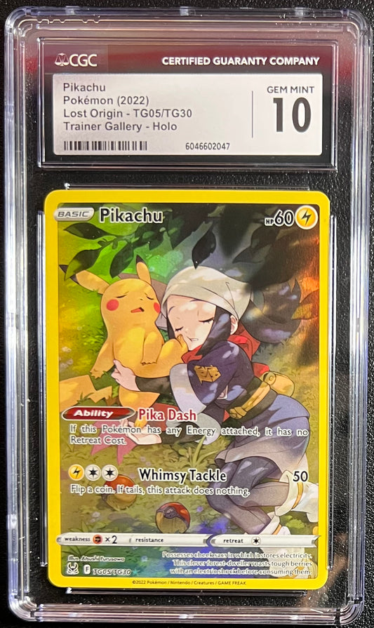 Pikachu 2022 Pokemon Sword & Shield Lost Origin Trainer Gallery TG05 CGC 10