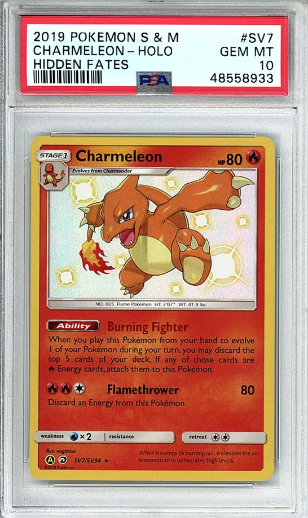 Charmeleon 2019 Pokemon S&M Hidden Fates Holo PSA 10 #SV7