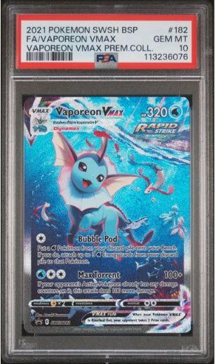 Vaporeon VMAX 2021 Pokemon SWSH BSP VMAX Premium Collection PSA 10 #182