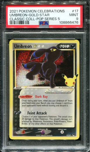 Umbreon Gold Star 2021 Pokemon Celebrations Classic Collection PSA 9 #17