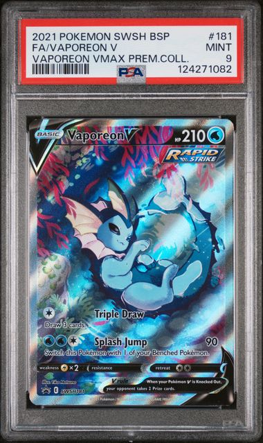 Vaporeon V 2021 Pokemon Sword & Shield Black Star Promo SWSH181 PSA 9