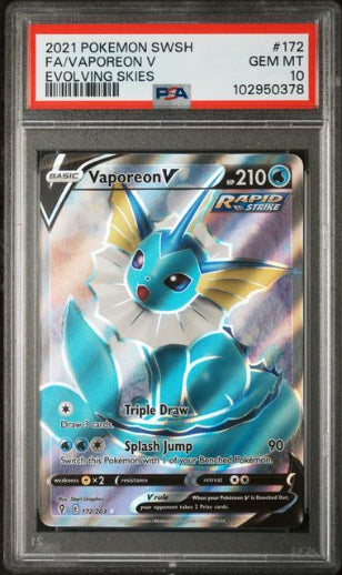 Vaporeon V 2021 Pokemon SWSH Evolving Skies PSA 10 #172