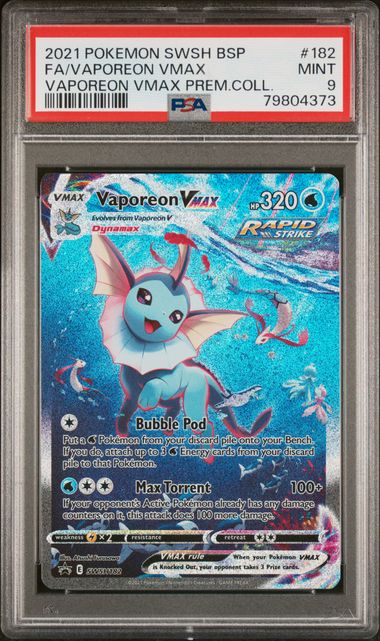 Vaporeon VMAX 2021 Pokemon Sword & Shield Black Star Promo SWSH182 PSA 9
