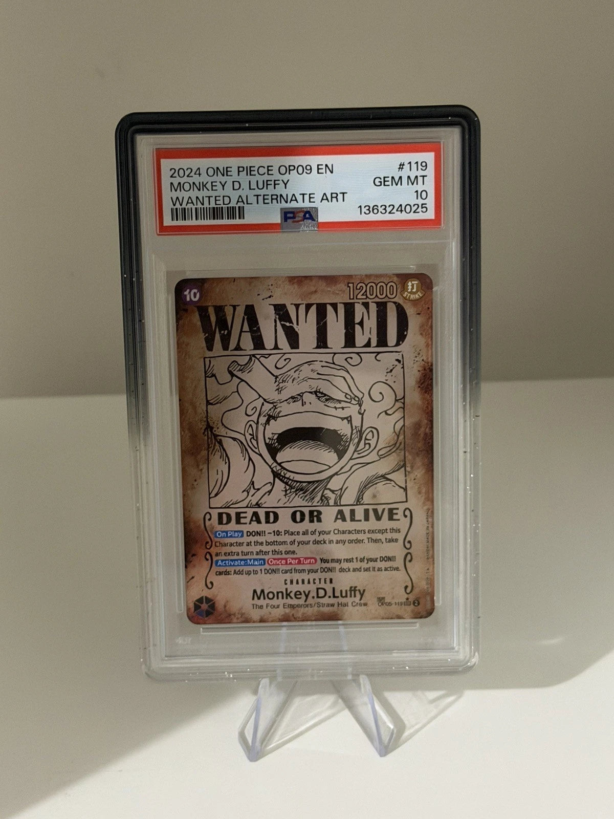 Monkey D Luffy One Piece OP09 #119 Wanted Alternate Art English PSA 10 OP05-119