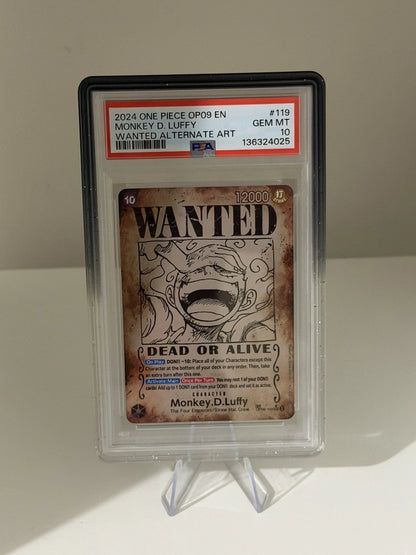 Monkey D Luffy One Piece OP09 #119 Wanted Alternate Art English PSA 10 OP05-119