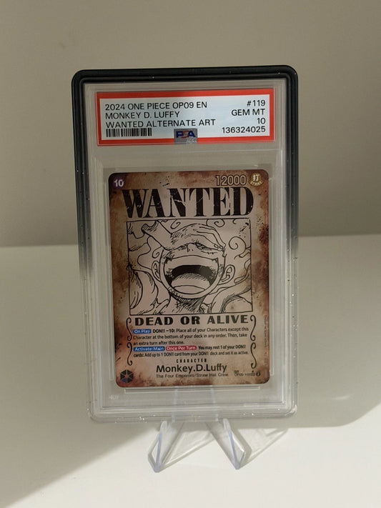 Monkey D Luffy One Piece OP09 #119 Wanted Alternate Art English PSA 10 OP05-119