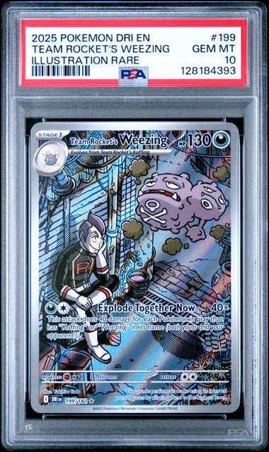 Team Rocket’s Weezing Illustration Rare 2025 Pokemon PSA 10 #199